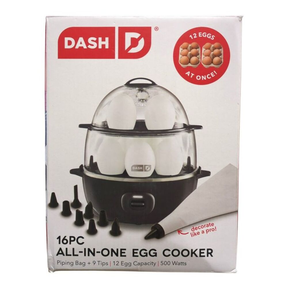 Dash 16-piece All-in-One Egg Cooker with Piping Bag & 9 Tips - Black